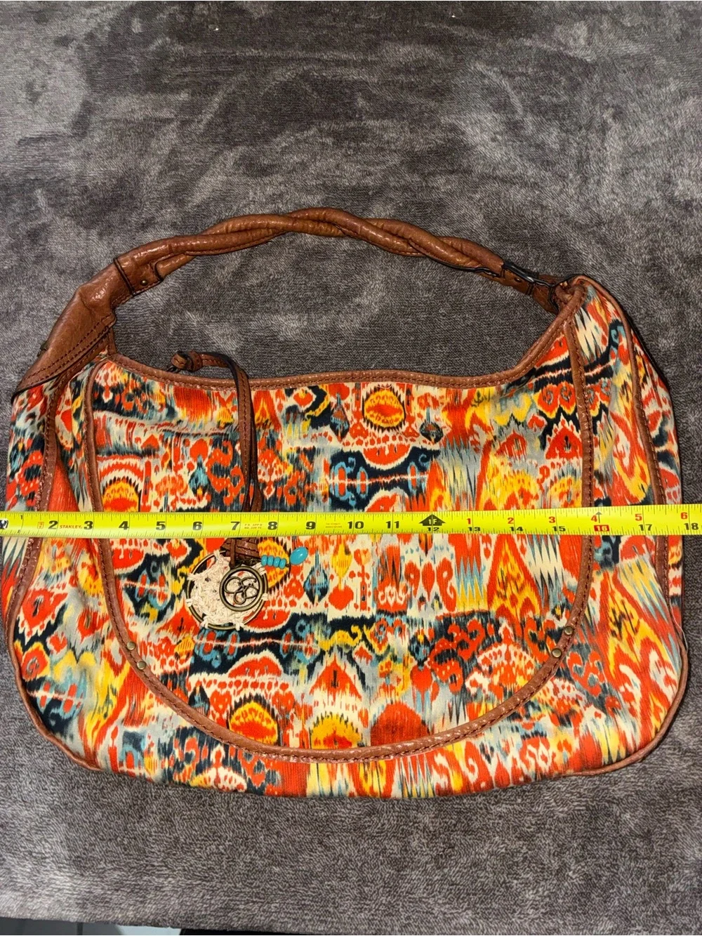Jessica Simpson Bohemian Ikat Hobo Crescent Shoulder Bag Slouchy Vibrant 18X11”